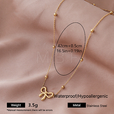 Vintage Style 304 Stainless Steel Bowknot Pendant Necklaces for Women AI1121-6-1