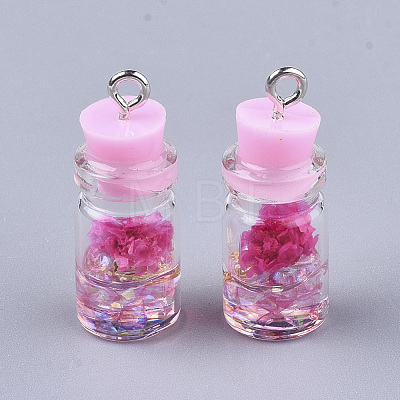Glass Bottle Pendant Decorations GLAA-S181-05E-1