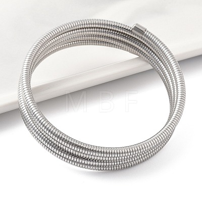 304 Stainless Steel Spring Multi-strand Bangles for Women BJEW-Z086-01P-02-1