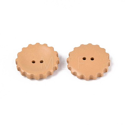 Spray Painted Natural Wood Buttons WOOD-T032-34B-1