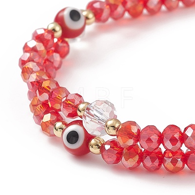 Lampwork Evil Eye & Glass Braided Bead Bracelet BJEW-TA00183-02-1