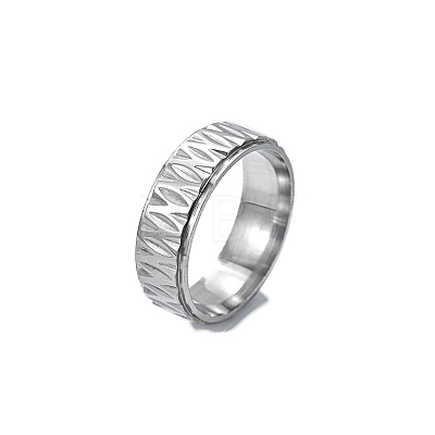 Non-Tarnish Textured Stainless Steel Finger Rings PW-WGC0F2C-01-1