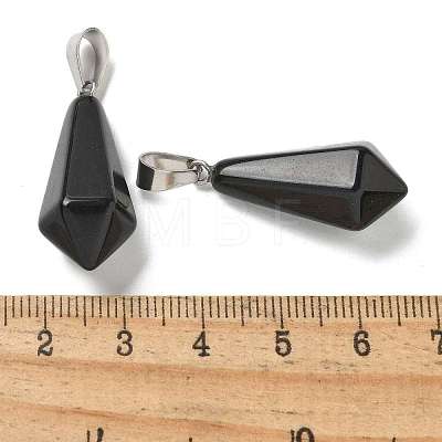 Natural Obsidian Pointed Pendants G-B127-15P-01-1