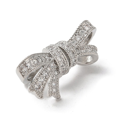 Rack Plating Brass Micro Pave Clear Cubic Zirconia Twister Clasps KK-A190-02P-1
