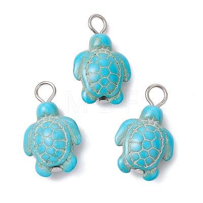 Dyed Synthetic Turquoise Pendants PALLOY-JF02924-02-1