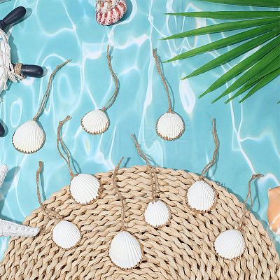 20Pcs Electroplate Sea Shell Pendant Decorations HJEW-BM00068-1