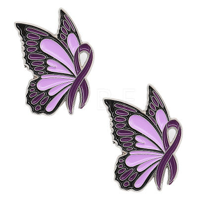 Butterfly with Ribbon Shape Enamel Pin JEWB-WH0023-45-1