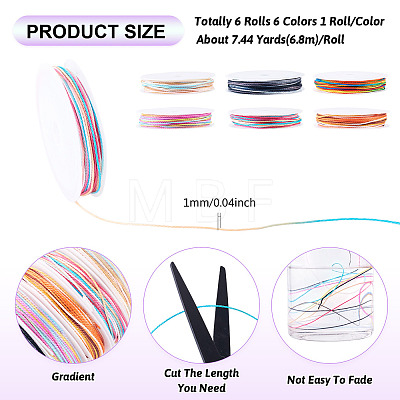 40.8M 6 Colors Waxed Polyester Cords YC-TA0001-25-1