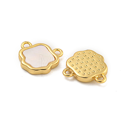 Rack Plating Brass Pave Natural Shell Flower Charms KK-C074-53G-1