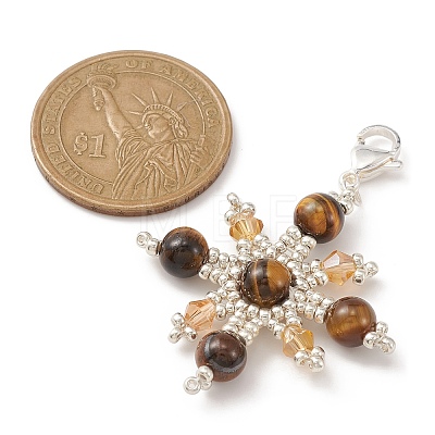 3Pcs 3 Style Glass Seed Beads & Gemstone Pendant Decoration HJEW-MZ00033-1