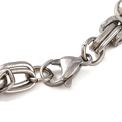 Tarnish Resistant 304 Stainless Steel Round Ball Byzantine Chain Bracelets BJEW-B078-78P-1