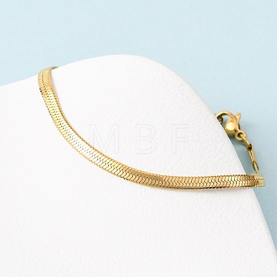 304 Stainless Steel Flat Snake Chain Bracelets BJEW-C134-01A-G-1