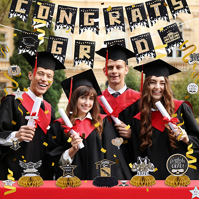 3Bags 3 Styles Graduation Season Paper Hanging Banners for Party Decorations AJEW-NB0009-40A-1