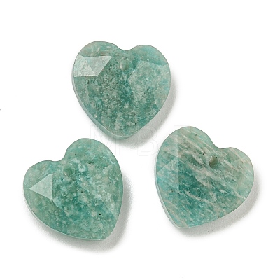 Natural Amazonite Faceted Heart Charms G-G123-01A-1