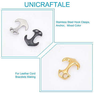 Unicraftale 9Pcs 3 Colors Ion Plating(IP) 304 Stainless Steel Hook Clasps STAS-UN0048-09-1