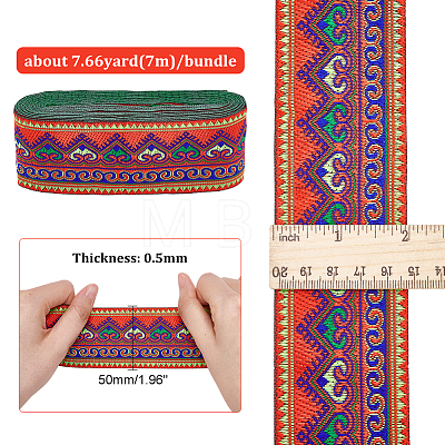 Ethnic Style Embroidery Polyester Ribbon OCOR-WH0047-84A-1