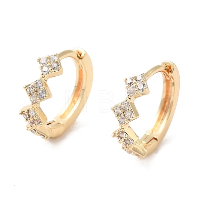 Rhombus Cubic Zirconia Hoop Earrings EJEW-P292-05G-1