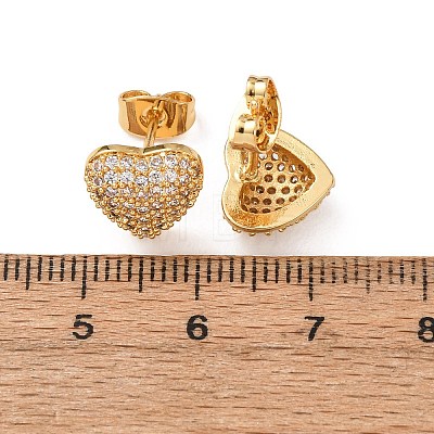 Brass Micro Pave Cubic Zirconia Stud Earrings EJEW-F418-08G-1