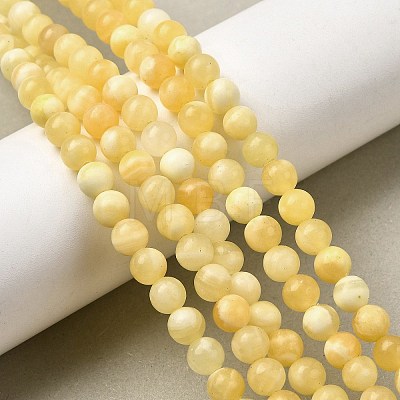Natural Yellow Jade Beadd Strands X-G-A274-A01-6mm-1