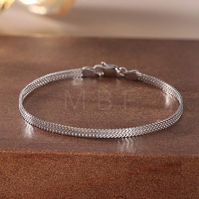 925 Sterling Silver Wheat Chain Bracelets for Women BJEW-A037-09P-1