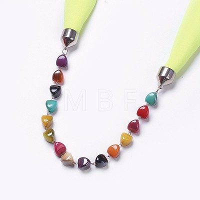 Simple Design Women's Beaded Cloth Scarf Necklaces NJEW-K111-02B-1
