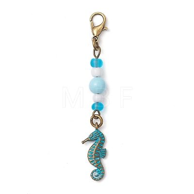 Ocean Theme Alloy Charm & Glass Beads Pendant Decorations HJEW-JM03158-04-1