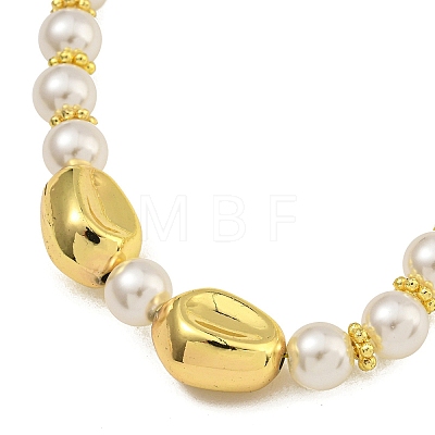 Rack Plating Brass & ABS Plastic Pearl Beads Beaded Necklaces for Women NJEW-C059-16G-1