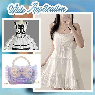 Polyester Elastic Pleated Lace Ribbon OCOR-WH0036-70B-1