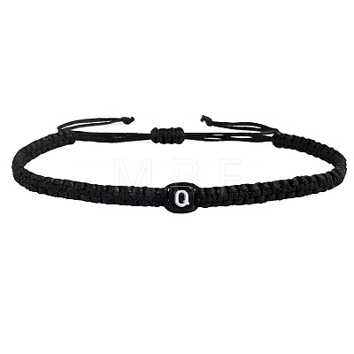 Adjustable Handmade Woven Waxed Cord Braided Bracelets with Acrylic Letter Beads OI4298-17-1
