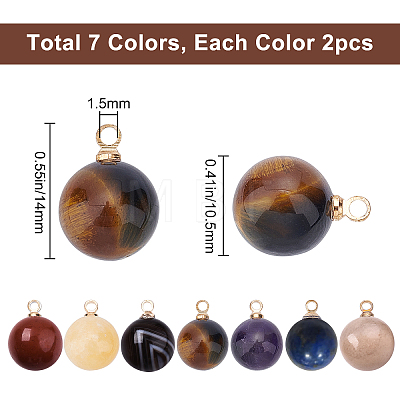 14Pcs 7 Style Natural Gemstone Charms G-SC0001-50-1