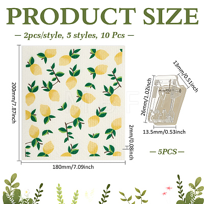 10Pcs 5 Styles Wood Pulp Cotton Cleaning Cloth AJEW-MA0001-35A-1