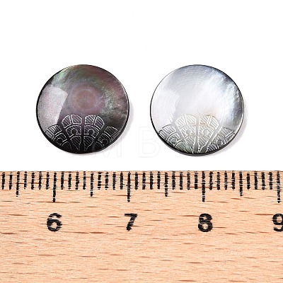 Natural Black Lip Shell Carved Cabochons SSHEL-T017-04B-1