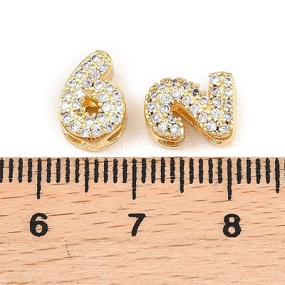 Brass Micro Pave Clear Cubic Zirconia Beads KK-I478-02G-1