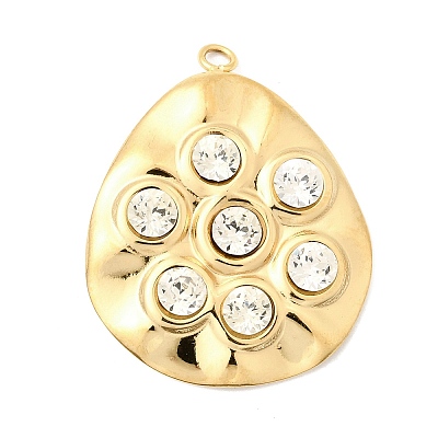 304 Stainless Steel & Crystal Rhinestone Pendants STAS-G390-01G-01-1
