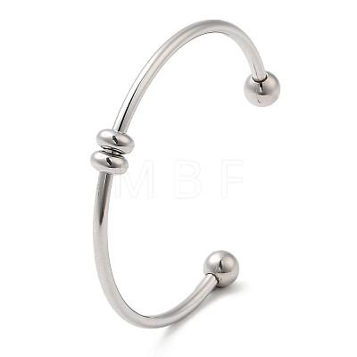 Screw End Ball 304 Stainless Steel Open Cuff Bangles BJEW-G677-01P-1