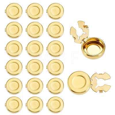 20Pcs Flat Round Brass Button Covers Settings BUTT-ME0001-48B-1