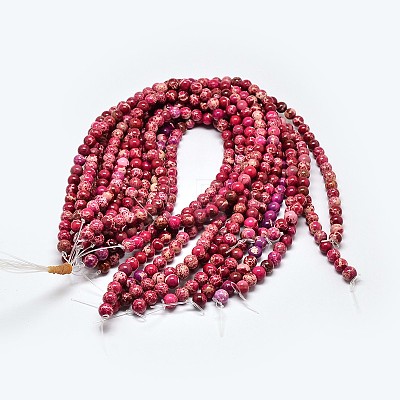 Natural Imperial Jasper Beads Strands G-I122-6mm-08-1