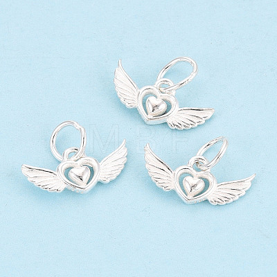 925 Sterling Silver Heart with Angel Wings Charms STER-T009-13S-1