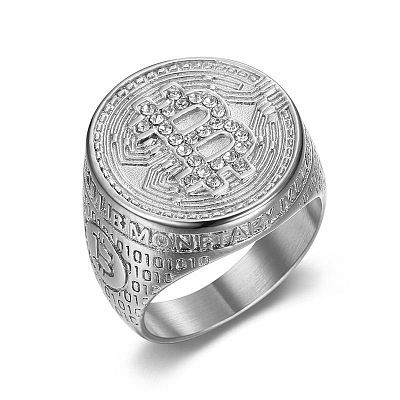 304 Stainless Steel with Rhinestone Finger Rings for Men WGD6EA5-01-1