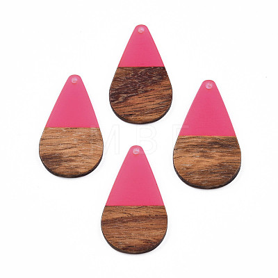 Transparent Resin & Walnut Wood Pendants RESI-N025-030-C06-1