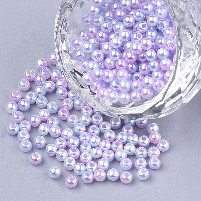 Rainbow ABS Plastic Imitation Pearl Beads OACR-Q174-8mm-01-1