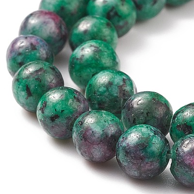 Round Dyed Natural Gemstone Bead Strands G-R345-8mm-15-1