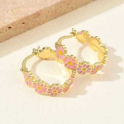 Brass Enamel Hoop Earrings for Women EJEW-A167-27A-02-1