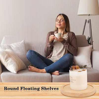 Round Wooden Floating Shelf AJEW-WH0258-949-1