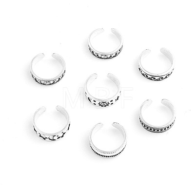 7Pcs 7 Styles Star Moon Sun Pattern Alloy Cuff Toe Rings Sets FS-WGEBD78-01-1