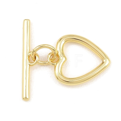 Heart Brass Toggle Clasps KK-G548-43G-03-1