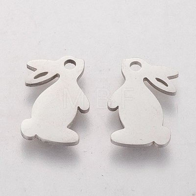 201 Stainless Steel Bunny Charms STAS-Q201-T135-1