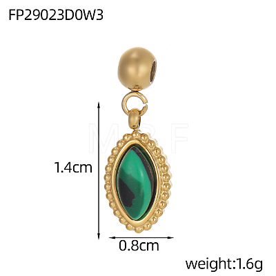 304 Stainless Steel & Synthetic Malachite Beaded Charms STAS-OY006-01G-1