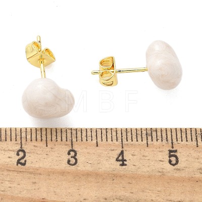 Brass Stud Earrings EJEW-F359-06G-01-1