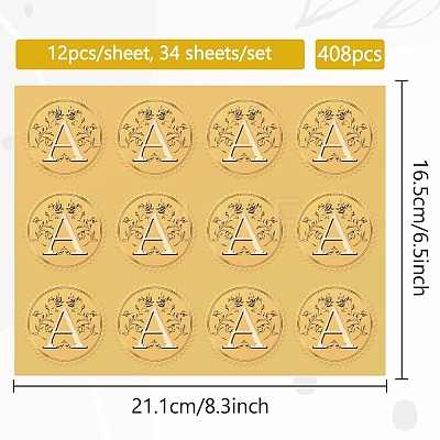 34 Sheets Self Adhesive Gold Foil Embossed Stickers DIY-WH0509-085-1